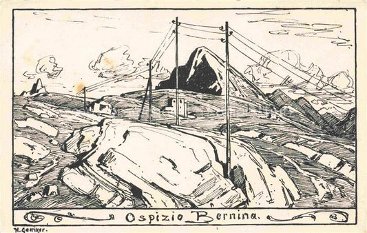 14033467 Bernina 2323m Pontresina GR Ospizio Bernina Zeichnung