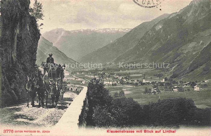 14033469 Linthal  GL Klausenstrasse Postkutsche