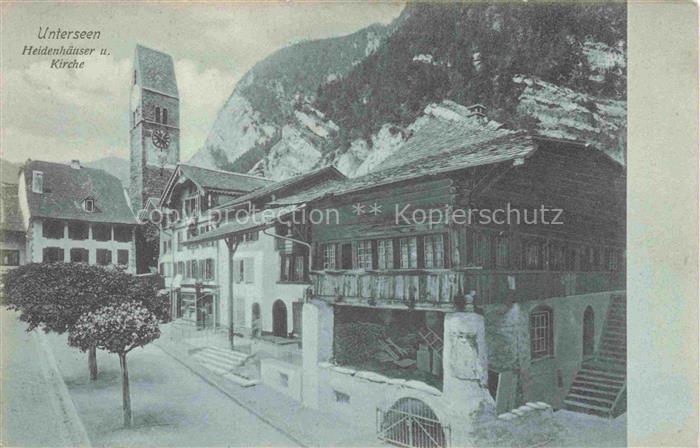 14034068 Unterseen Interlaken BE Heidenhaeuser und Kirche