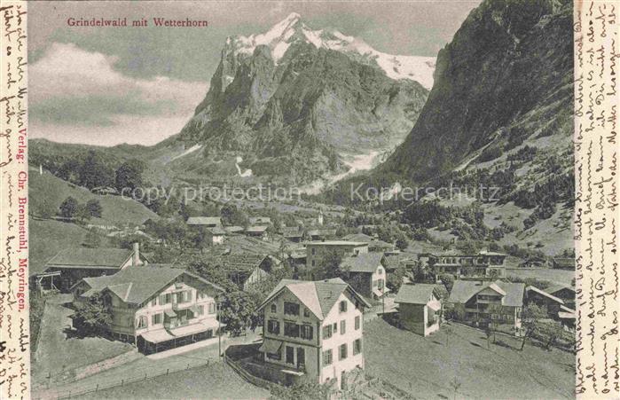 14034181 Grindelwald BE Panorama mit Wetterhorn