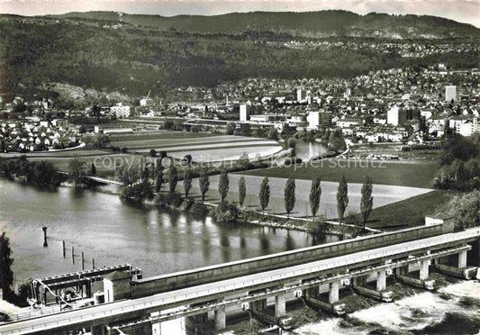 14034216 Nidau Bielersee Lac de Bienne BE Fliegeraufnahme mit Stauwerk