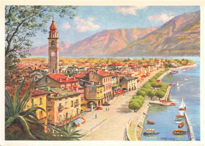 14034530 Ascona Lago Maggiore TI Stadtansicht Gemaelde