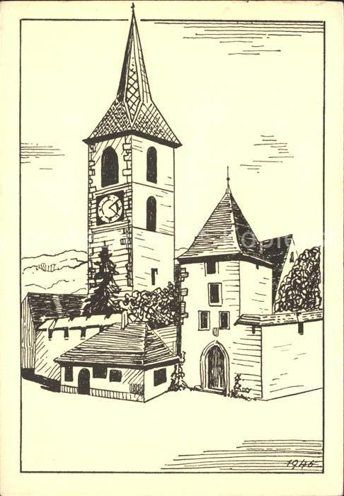 12340518 Église de Muttenz Dessin Muttenz