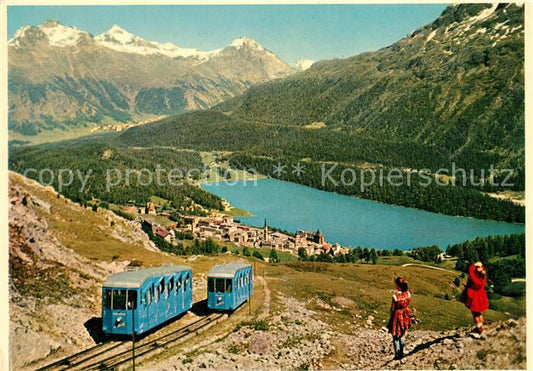 13154518 St Moritz GR Corviglia Railway avec Piz Languard St Moritzersee Vue panoramique alpine