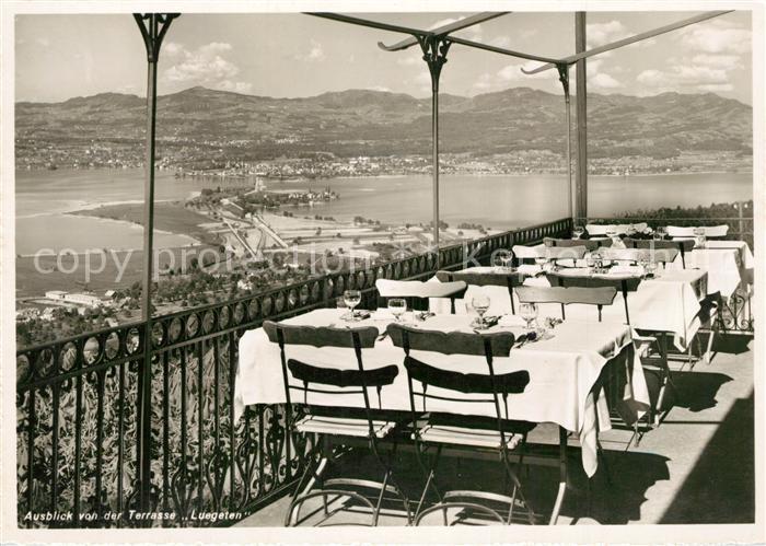 13238147 Luegeten Pfaeffikon SZ Bergrestaurant Ausblick von der Terrasse Zuerich