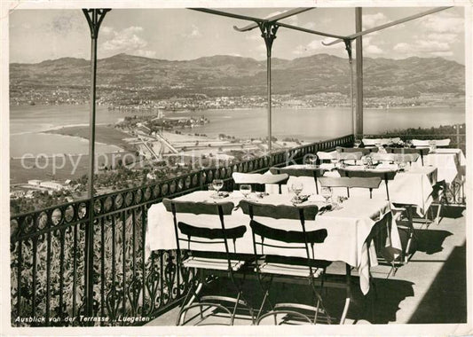 13238148 Luegeten Pfaeffikon SZ Bergrestaurant Ausblick von der Terrasse Zuerich