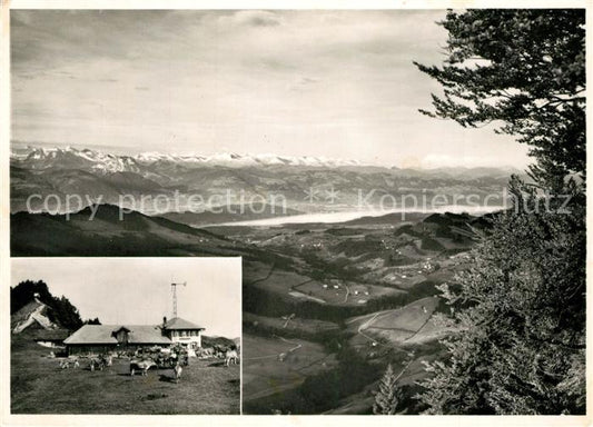 13239357 Wattwil Berggasthaus Kreuzegg Blick auf Zuerichsee und Schwyzeralpen Wa