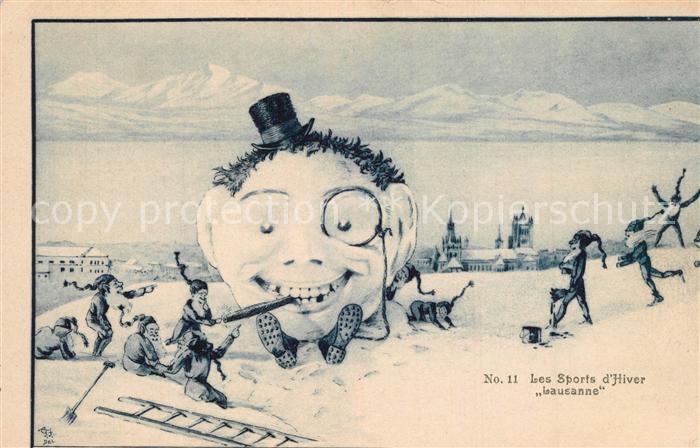 13566876 Lausanne VD Les Sports d'Hiver Caricature Lausanne VD