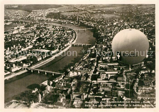 13567396 Bâle BS Photo aérienne Trois ponts du Rhin Ballon Bâle Bâle BS