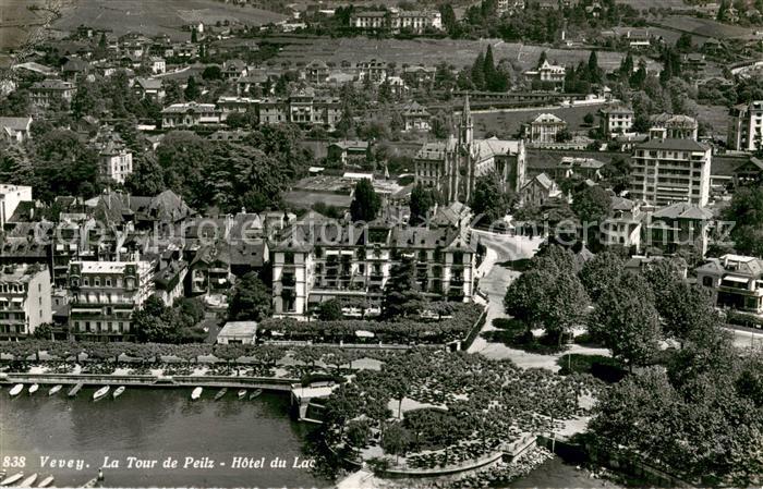 13629576 Vevey VD Hôtel du Lac Tour de Peilz Lac Léman depuis aérienne Vevey VD