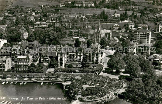 13629576 Vevey VD Hôtel du Lac Tour de Peilz Lac Léman depuis aérienne Vevey VD