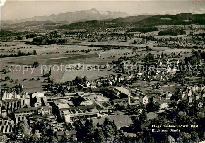 13664132 Uzwil Panorama Blick zum Saentis Fliegeraufnahme Uzwil