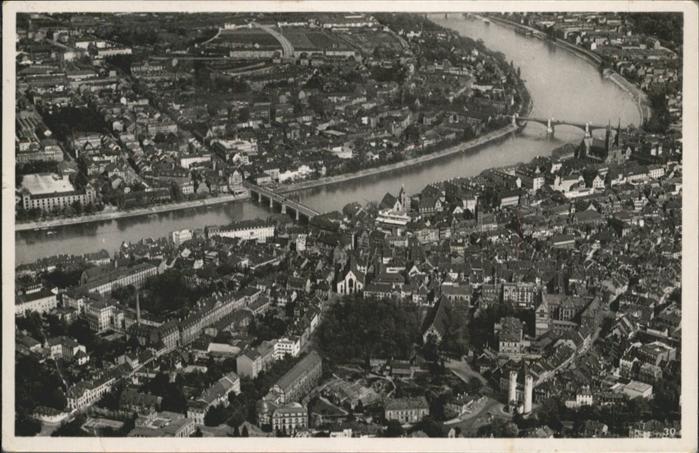 10957981 Basel BS Fliegeraufnahme Mittlere Rheinbruecke Basel BS