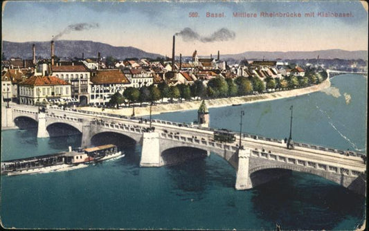 10959260 Basel BS Mittlere Rheinbruecke Kleinbasel Schiff Basel BS