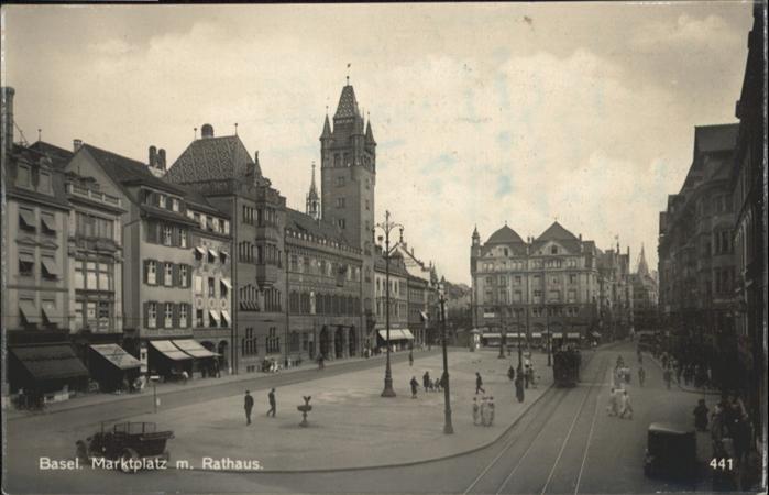 10959265 Basel BS Marktplatz Rathaus  Strassenbahn Basel BS