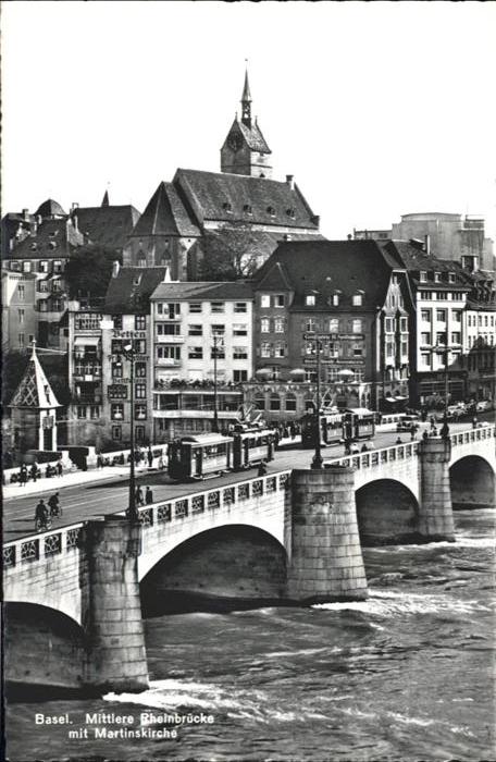 10959266 Basel BS Mittlere Rheinbruecke Église Saint-Martin Tram Basel BS