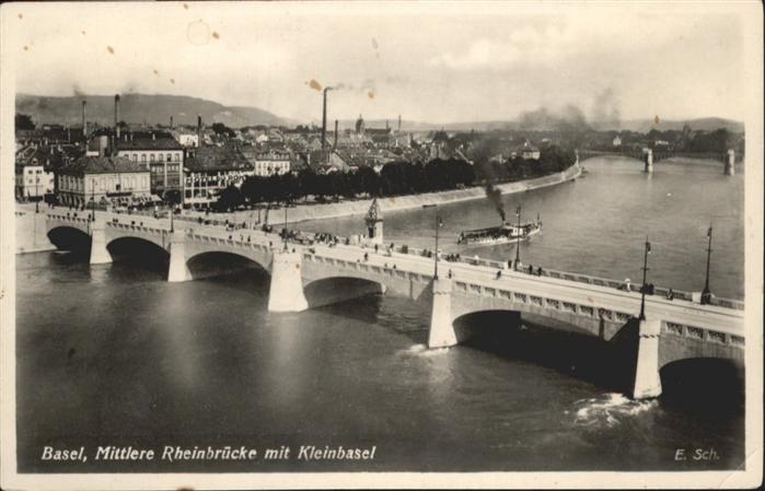 10959280 Basel BS Mittlere Rheinbruecke Kleinbasel Schiff Basel BS