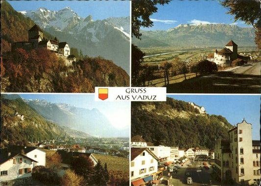 71044434 Vaduz Schloss Falknisgruppe Saentisgruppe Rathaus Hotel Engel Real