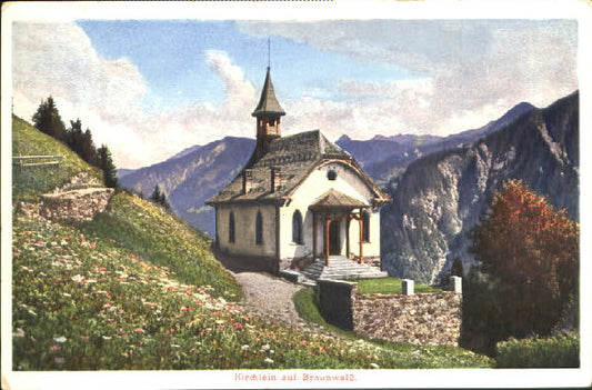 10547683 Braunwald GL Braunwald Kirche ungelaufen ca. 1930 Braunwald