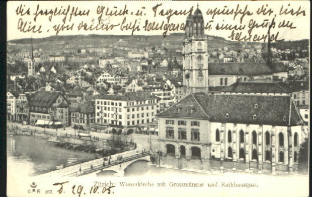 10547730 Zuerich Zuerich Kirche Muenster Rathausquai x 1905 Zuerich