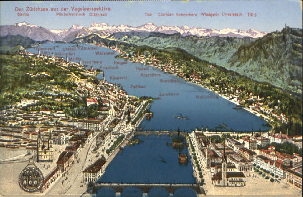 10550917 Zuerichsee Zuerichsee photo d'aviateur inutilisée environ 1920 Zuerich