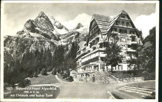 10551291 Braunwald GL Braunwald Hotel Ortstock Hoher Turm x 1945 Braunwald