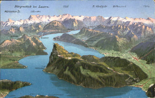 10556772 Buergenstock Vierwaldstaettersee Fliegeraufnahme ungelaufen ca. 1920 Bu