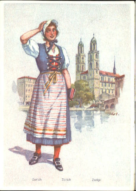 10557418 Zuerich Costumes traditionnels de Zurich inutilisés environ 1920 Zuerich