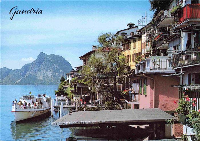 13993930 Gandria_Lago_di_Lugano Ortsmotiv Fahrgastschiff Anleger