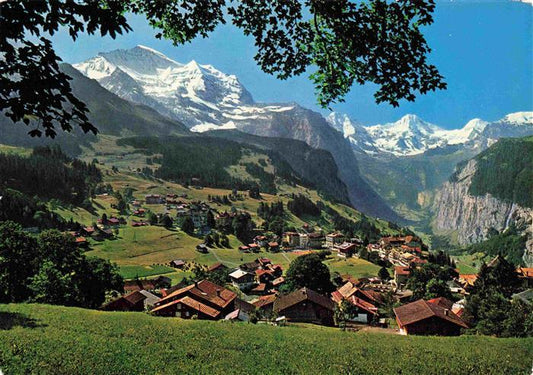 13997539 Wengen  BE Panorama Blick auf Jungfrau und Breithorn Berner Alpen