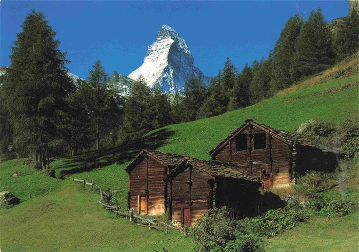 13997550 Zermatt VS Stadel Blick gegen Matterhorn Walliser Alpen