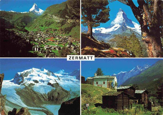 13997559 Zermatt VS Panorama Matterhorn Gletscher Berghuetten