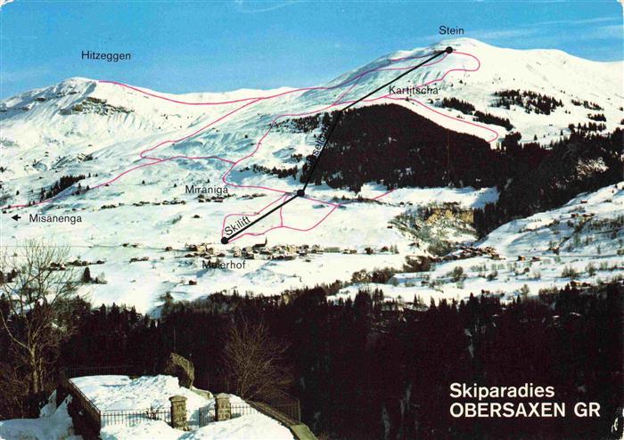 13997629 Obersaxen Surselva GR Fliegeraufnahme mit Hitzeggen Stein Misanenga Ski