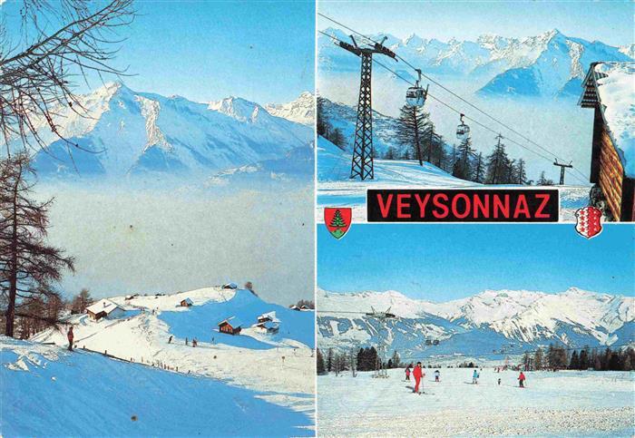 13997895 Veysonnaz Panorama Wintersportplatz Alpen Bergbahn