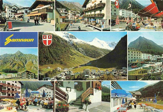 13997823 Samnaun Dorf GR Ortspartien Fliegeraufnahme Hotels Freiterrasse