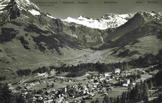 13999774 Adelboden BE Talabschluss mit Wildstrubel Engstligfaelle und Boden