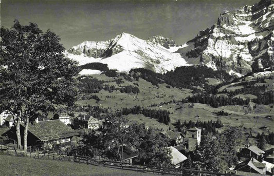 13999775 Adelboden BE Panorama Blick gegen Bonderspitz Kleiner Lohner und Nuenih