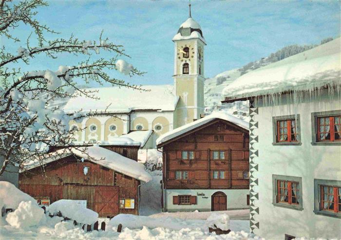 14000169 Laax Surselva GR Dorfpartie mit Kirche