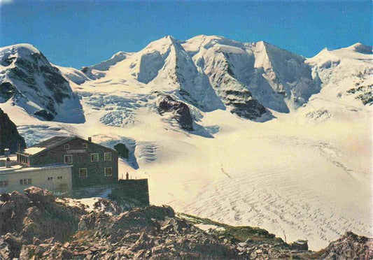 14000447 Diavolezzahuette 2973m Bernina GR mit Piz Cambrena Piz Palue und Bellav