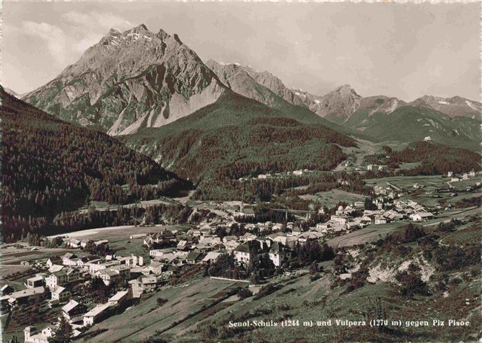 14000651 Scuol Schuls GR und Vulpera mit Piz Pisoc Fliegeraufnahme