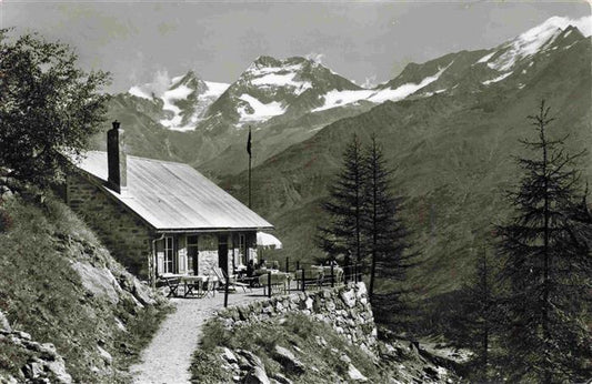 14000774 Saas-Fee VS Cafe Gletschergrotte Flietschhorn Laquinhorn Weissmies