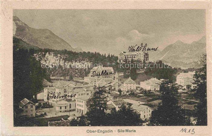 14002049 Sils Maria Maloja GR Panorama mit Hotels