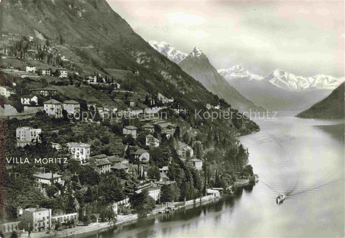 14002079 Castagnola Lago di Lugano Villa Moritz Fliegeraufnahme