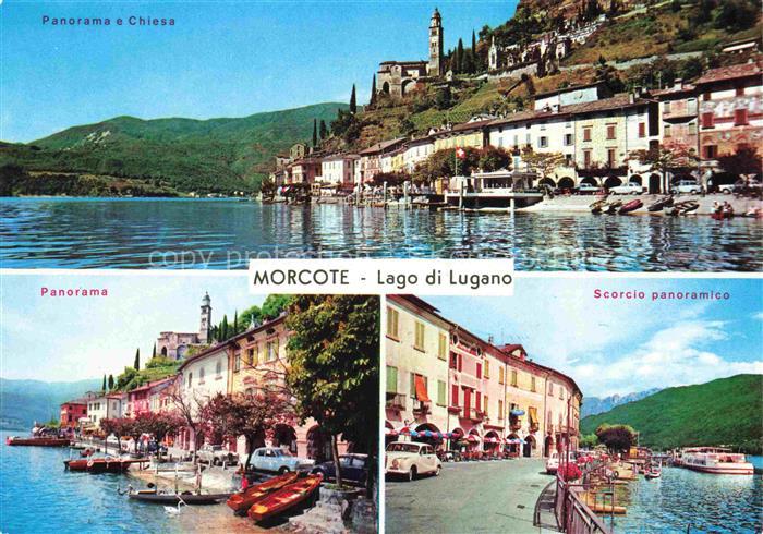 14002324 Morcote Lago di Lugano TI Panorama e Chiesa Scorcio panoramico