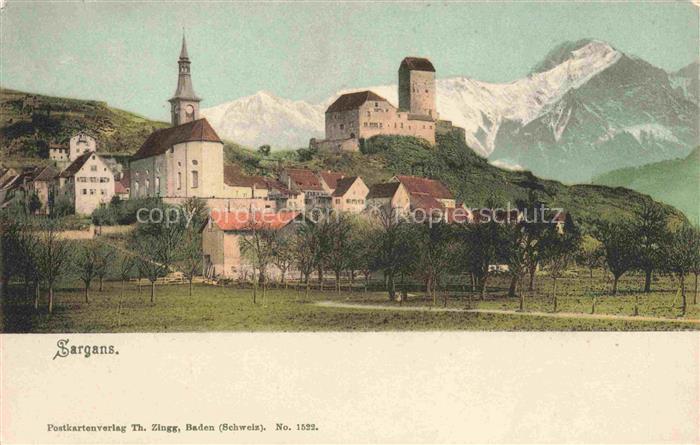 14002827 Sargans SG Kirche mit Schloss