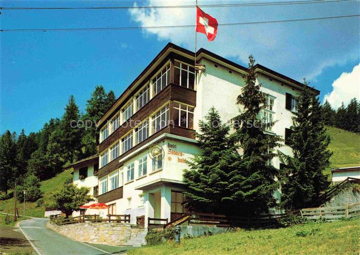 14005082 Wiesen Davos GR Hotel Restaurant Sonnenhalde Schweizer Flagge