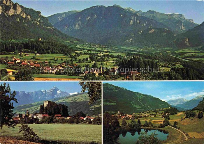 14005145 Paspels Hinterrhein GR mit Muttnerhorn und Piz Curver Ruine Canova mit