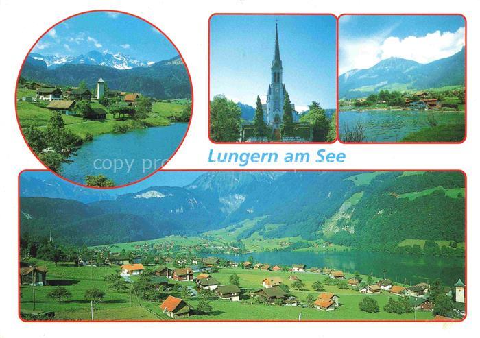 14005146 Lungern OW Seepartien Kirche Panorama