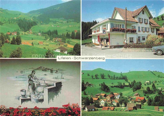 14005344 Schwarzenberg  Brienz BE Panorama Hotel Bemaltes Haus