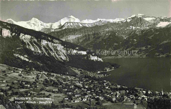 14009559 Sigriswil Thunersee BE Fliegeraufnahme mit Eiger Moench und Jungfrau